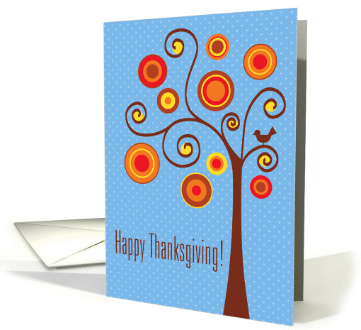 Stylized Autumn Tree and Bird Thanksgiving card (946552)