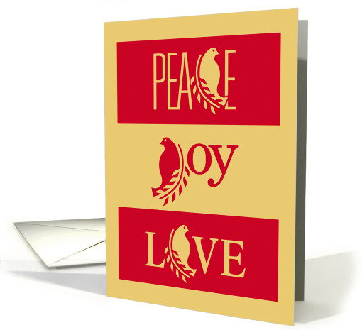 Christmas, Peace, Joy, and Love With Dove and Olive Branch card