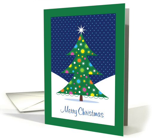 Merry Chistmas Stylized Tree with Ornaments in Snow card (946948)