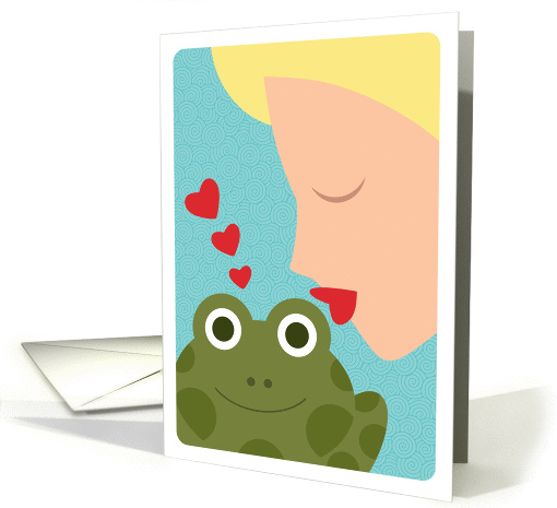 Princess Kissing Frog with Hearts, Valentine's Day card (982075)