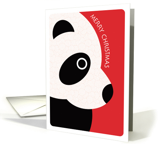 Modern Art Giant Panda Bear with Swirl Pattern, Merry Christmas card
