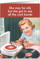See Cool Bands Vintage Record Player Birthday Paper Card