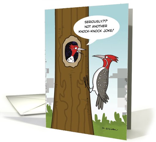 Knock Knock Joke Woodpecker Birthday Paper card (1089992)