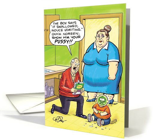 Induce Vomiting Pussy Adult Humor Birthday card (1090022)