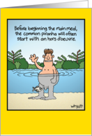 Piranha Humor Nude Birthday Card