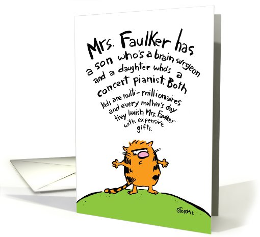 Mother Faulker Bragging Cat Mother's Day Humor card (1090634)