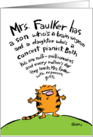 Mother Faulker Bragging Cat Mother’s Day Humor Card