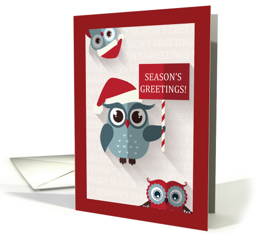 Happy Owlidays Christmas Card with Three Cute Owls card (1458266)