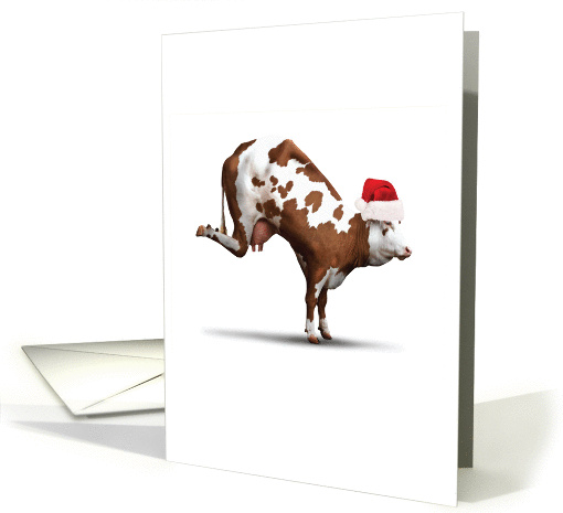 Holiday Bovine Nirvana Yoga Christmas Cow card (1458442)
