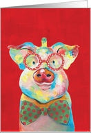 Funny Farm - Pig Christmas Greeting Card of Illustrated Farm Life card