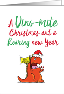 Dinosaur with Doodled Punny Saying It Was The Pun Before Christmas card