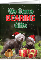 Bearing Gifts Humorous Card Featuring Wildlife In The Holiday Spirit card