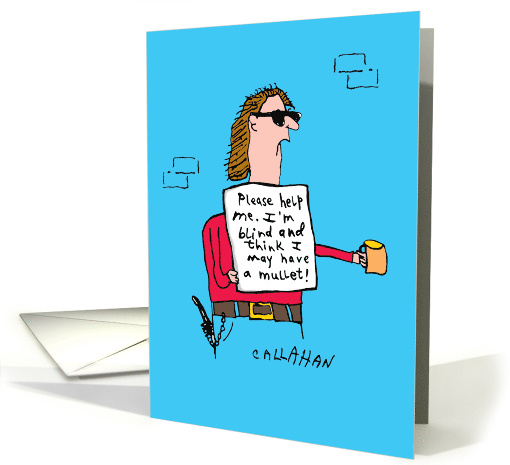 Blind Mullet Hilarious Hair Birthday Card Featuring by... (1544584)