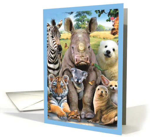 Here's Looking At Zoo Get Well Greeting Card From All of Us card