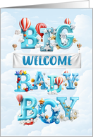 Big Boy Baby Welcome Hot Air Balloons in the Clouds card