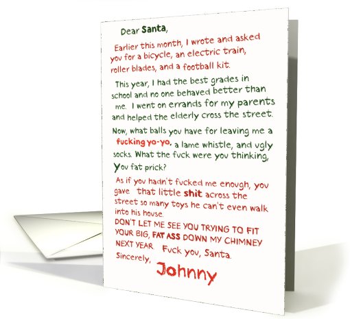 Fuck You Santa Letter Funny card (994741)