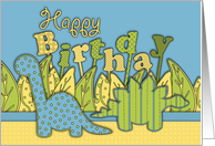Cute Patterned Dinosaur Child Birthday Card