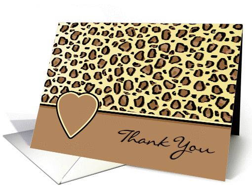 Thank You Leopard Print and Heart Blank card (1075832)
