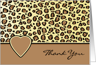 Thank You Leopard Print and Heart Blank Card