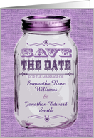 Rustic Mason Jar Wedding Save the Date Purple card
