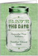 Rustic Mason Jar Wedding Save the Date Green card