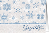 Elegant Blue & Silver Snowflake Glitz Season’s Greetings Holiday Card