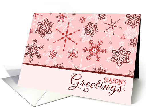 Elegant Red & Pink Snowflake Glitz Season's Greetings Holiday card