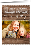 Rustic Wood and Lace Love, Kisses & Hugs - Valentine’s Day Photo Card