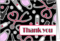 Cute Veterinarian Thank You Card Black card