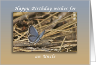 Happy Birthday Wishes for an Uncle, Blue Butterfly card