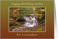 Happy Birthday Wishes for Grandson, Wagner Waterall in Autumn card