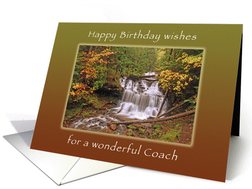 Happy Birthday Wishes for Coach, Wagner Waterall in Autumn card
