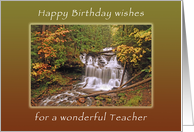 Happy Birthday Wishes for Teacher, Wagner Waterall in Autumn card