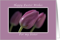 Happy Easter Wishes, for My Sister, Pink Tulips card