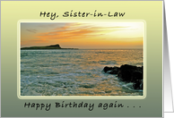 Happy Birthday Again, Sister-in-Law, Hawaii Ocean Sunrise, Sunset card