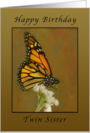 Happy Birthday Monarch Butterfly, Twin Sister card