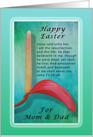 Calla Lily Happy Easter for Mom & Dad, Religious, John 11:25-26 card