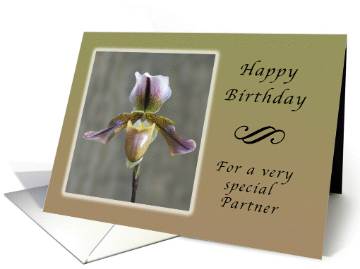 Happy Birthday for a Special Partner, Lady Slipper Orchid card