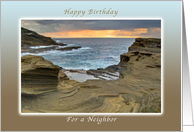 Happy Birthday Neighbor, Lanai Shore on the Island of Oahu card