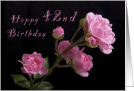 Happy 42nd Birthday, Pink roses card