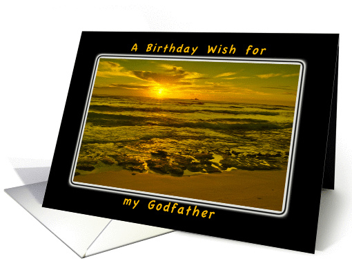 A Birthday Wish For My Godfather, Tropical Beach Sunrise card