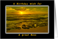 A Birthday Wish For Great Boss, Tropical Beach Sunrise card