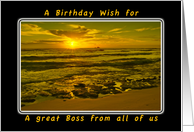 A Birthday Wish For a Boss from all of us, Tropical Beach Sunrise card