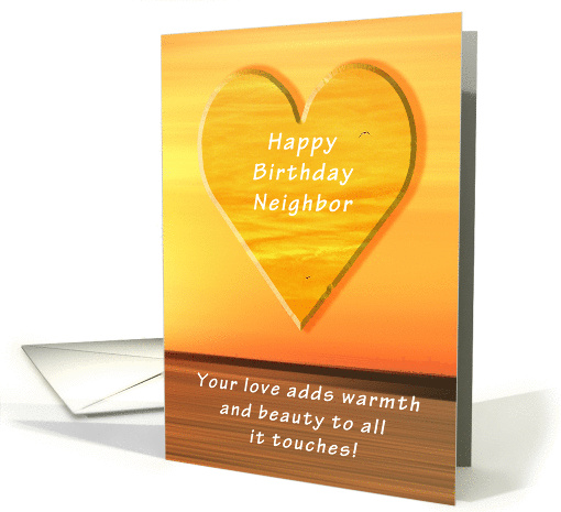 Happy Birthday Neighbor, Sunset and Heart card (1064103)