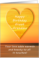 Happy Birthday Great Grandma, Sunset and Heart card