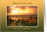 Happy 56th Anniversary, Sunrise on Tropical Hawaiian Beach card