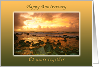 Happy 61st Anniversary, Sunrise on Tropical Hawaiian Beach card