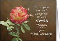 Happy 5th Anniversary for Son and Daughter in Law, Roses card