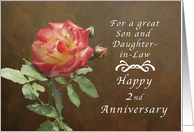 Happy 2nd Anniversary for Son and Daughter in Law, Roses card