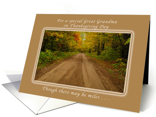Happy Thanksgiving Day for a Special Great Grandma, Autumn Road card
